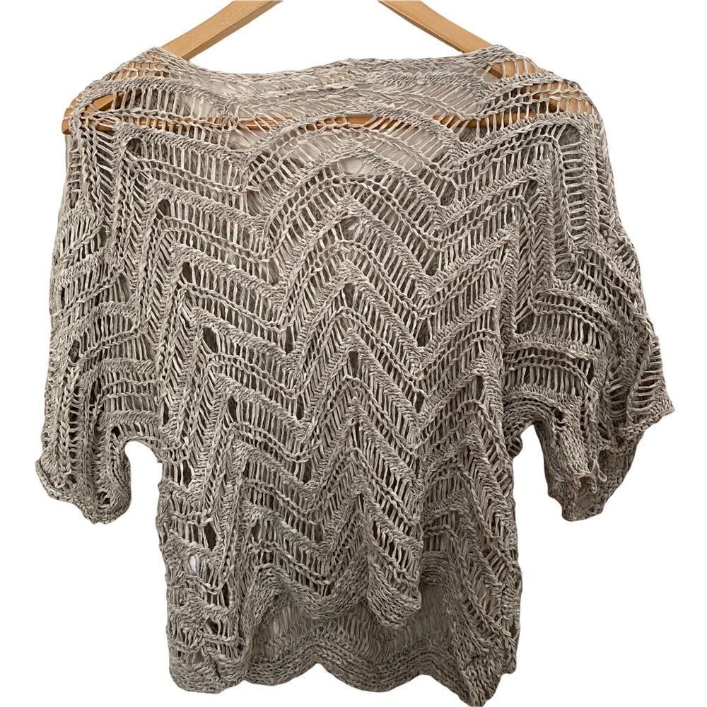 Eileen Fisher Oatmeal Wonder Scallop Crochet Sweater size PS - Picture 4 of 8